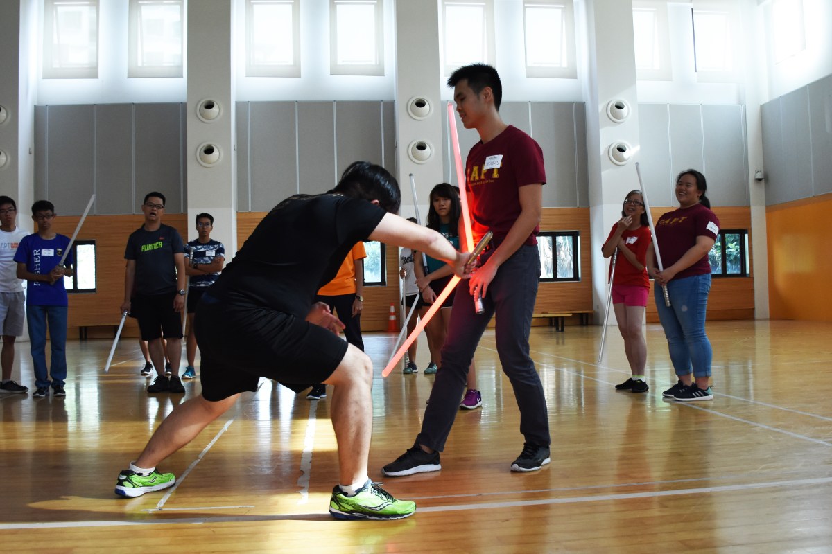 Participants in the Lightsabering with the Deaf community activity