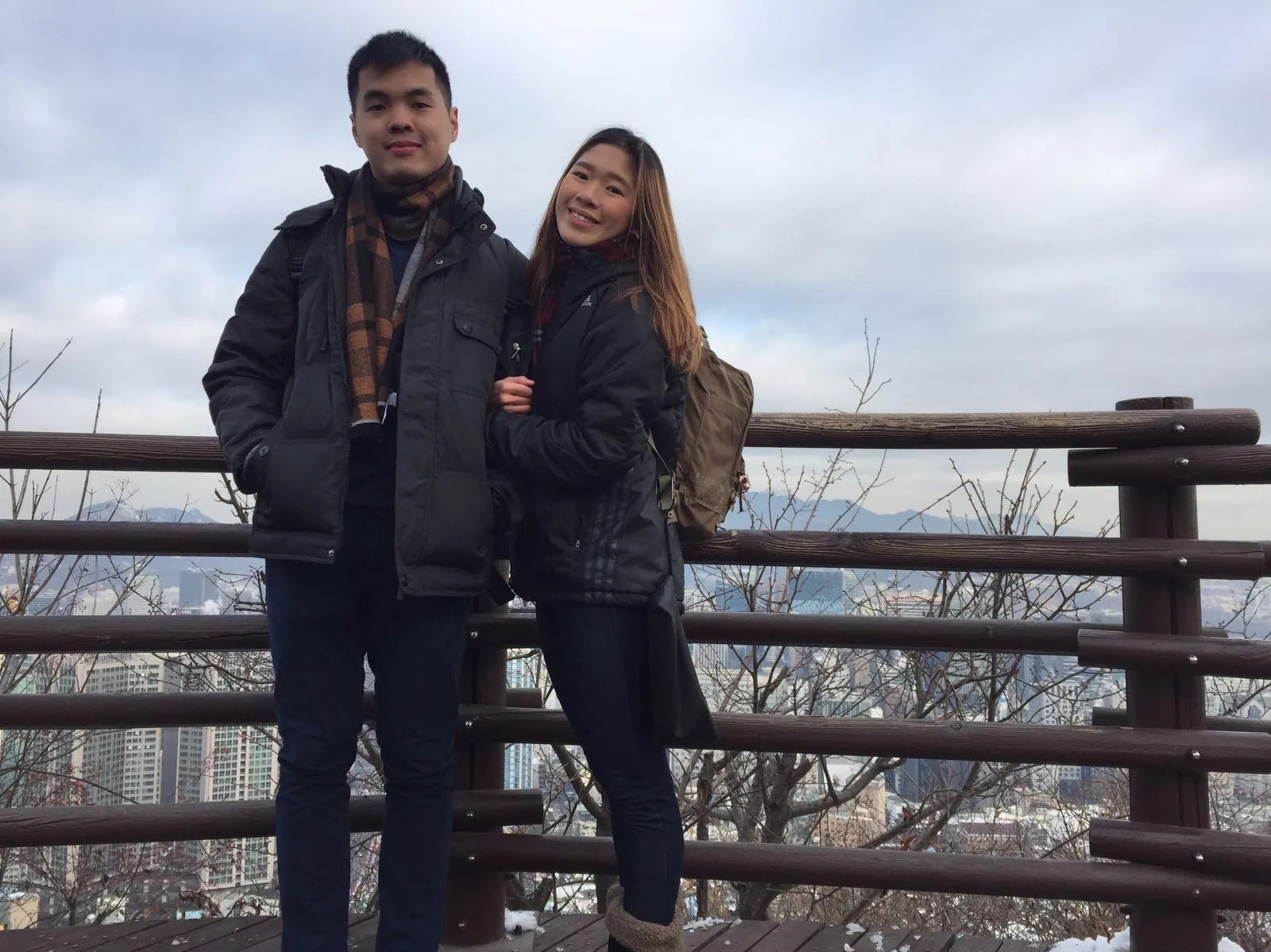 Nicholas and his wife overlooking Seoul from Namsan Tower