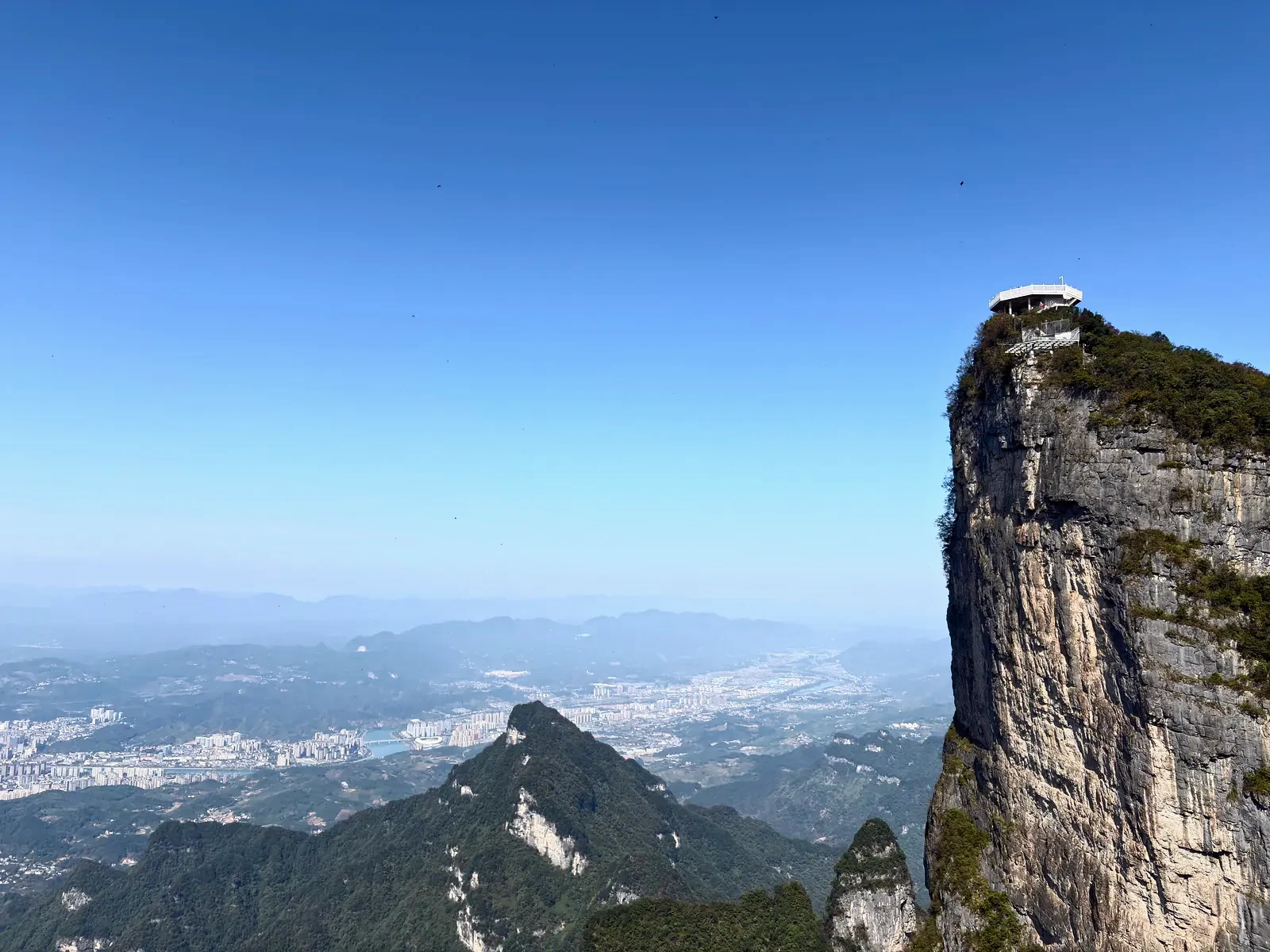 Sheer cliff and mountain ridges seen from Tianmen Mountain