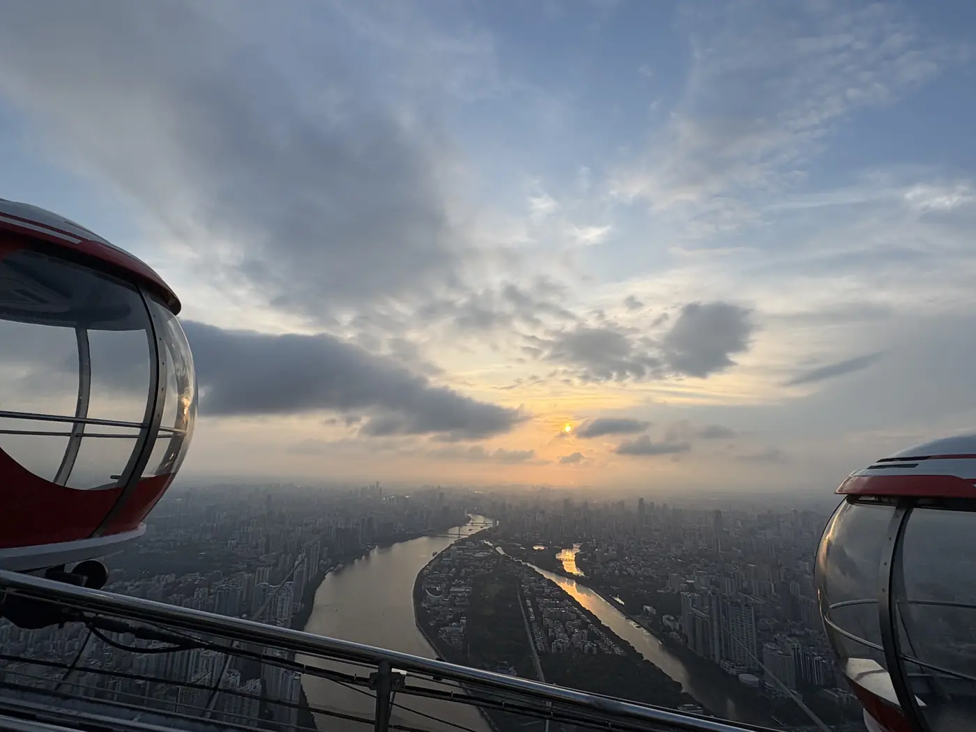 Sunset over Guangzhou from the Canton Tower Bubble Tram